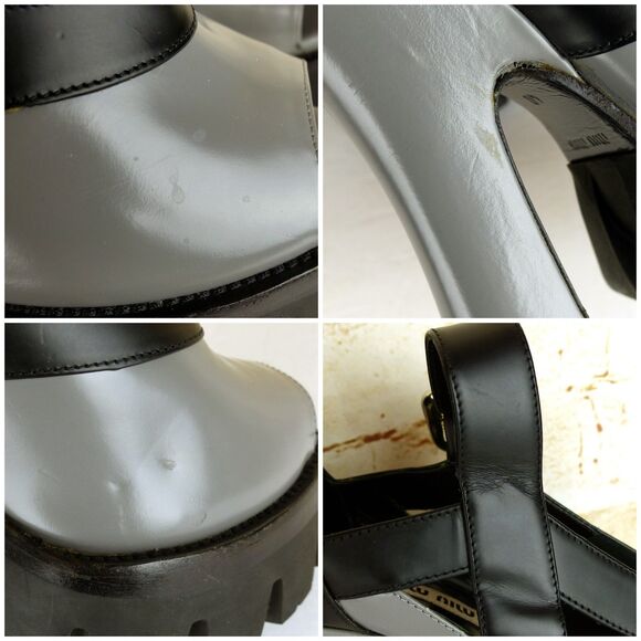 Miu Miu Fall 13 Runway Platform Heels Women 40 Gray Black Patent Mary Jane Shoes - Picture 15 of 15